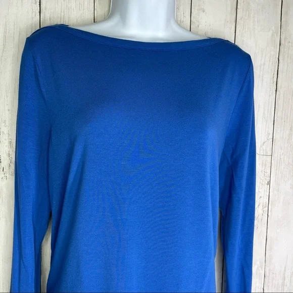 Vince Scoop Neck Long Sleeve Blue Tee Shirt Size Medium - Picture 4 of 11
